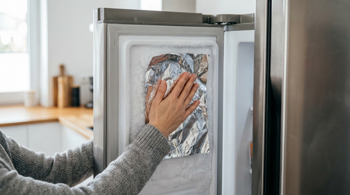 entdecken sie eine praktische methode, um eis im gefrierschrank schnell zu entfernen – mit alufolie einfach und effektiv frost beseitigen.