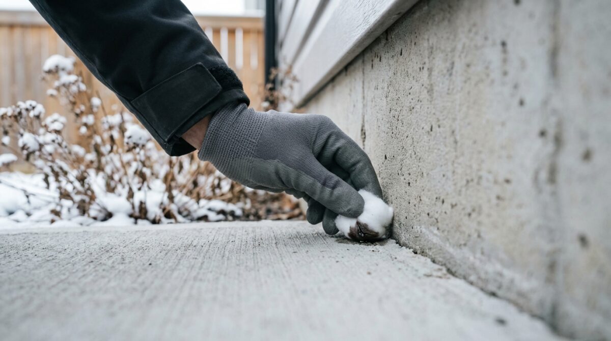 im januar reicht diese küchenflasche im garten aus, um ratten effektiv davon abzuhalten, in ihr haus zu gelangen.