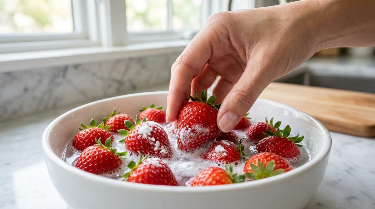 entdecken sie die beste methode, erdbeeren zu waschen und pestizide effektiv zu entfernen – ohne essig oder wasser, empfohlen von einem experten.